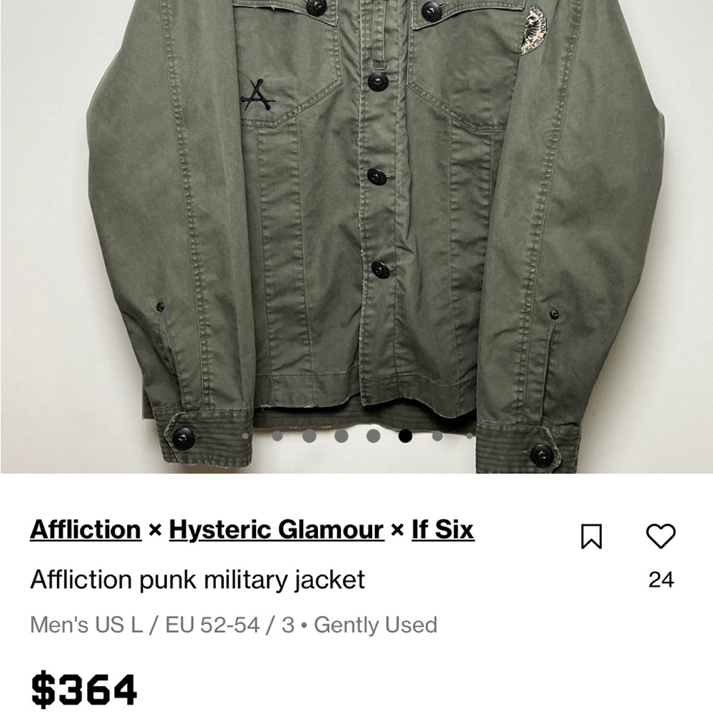 Affliction Men's cross bone military Jacket - Picture 8 of 10